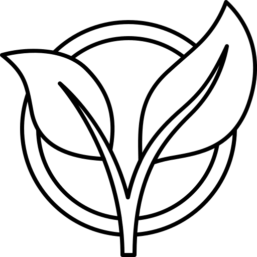 Ein Kreis mit einem Blatt. Zeigt an dass das Produkt vegan ist